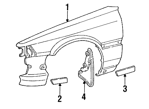 1987 Toyota Camry Fender & Moldings Diagram