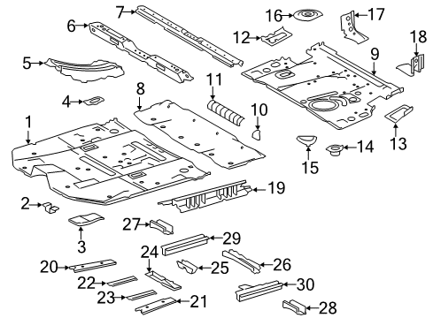 2019 Toyota Highlander Floor & Rails Diagram 2 - Thumbnail