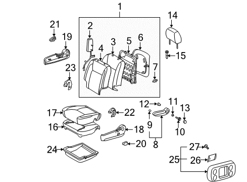 2004 Toyota Sienna Front Seat Components Diagram 4 - Thumbnail