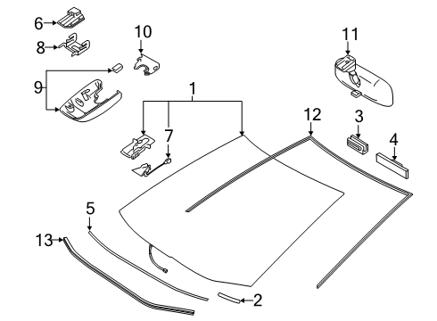 2024 Toyota Corolla Glass - Windshield Diagram 2 - Thumbnail