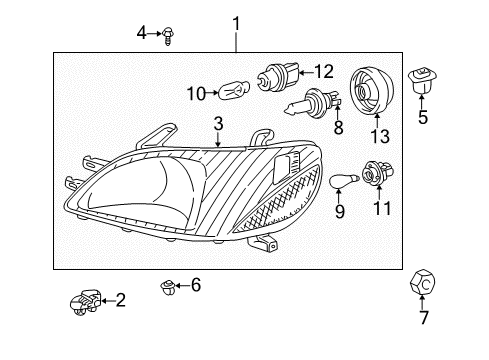 2002 Toyota Prius Headlamp Components Diagram