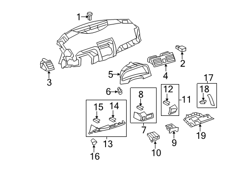 2010 Toyota Camry Instrument Panel Components Diagram 2 - Thumbnail
