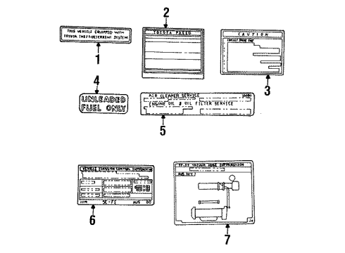 1992 Toyota Paseo Information Labels Diagram
