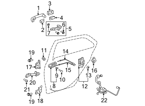2011 Toyota Yaris Rear Door - Body Diagram 5 - Thumbnail