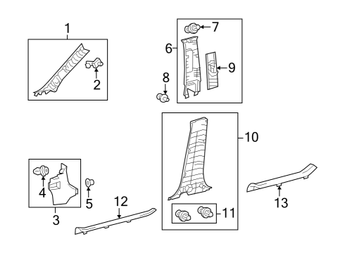 2024 Toyota Venza Interior Trim - Pillars Diagram
