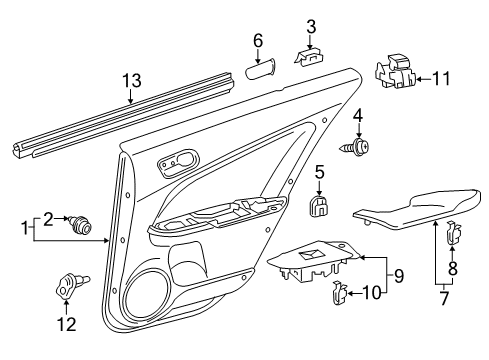 2017 Toyota Prius Prime Interior Trim - Rear Door Diagram