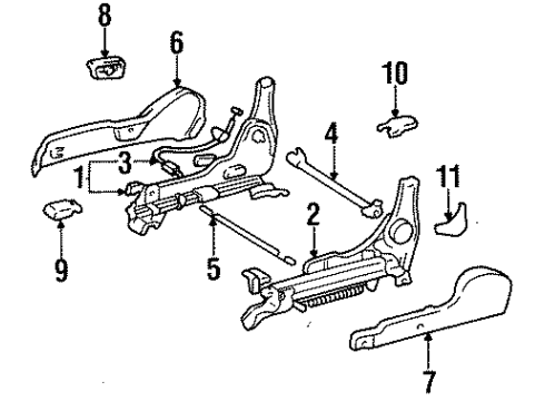 1995 Toyota Tercel Track End Cover, Outer Front Passenger Side Diagram for 72123-10090