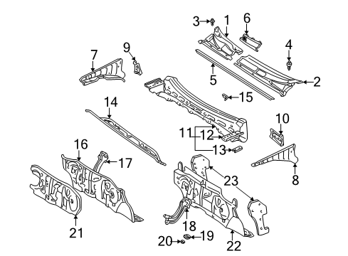 2001 Toyota Echo Cowl Diagram