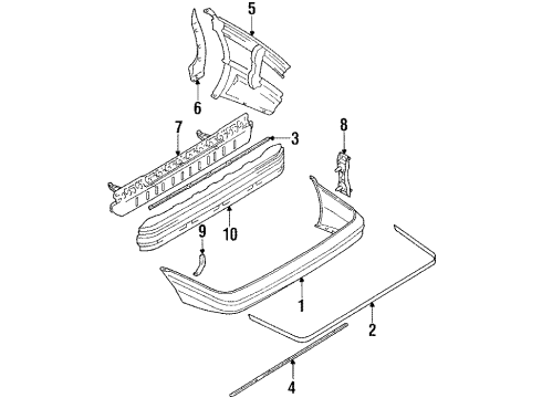 1990 Toyota Corolla Bumper Assembly - Rear Diagram 3 - Thumbnail