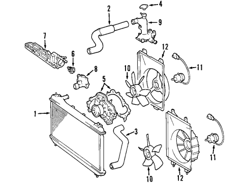1998 Toyota Sienna Radiator & Components Diagram