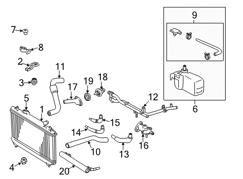 1997 Toyota Camry Reservoir Assembly Diagram for 16470-74360