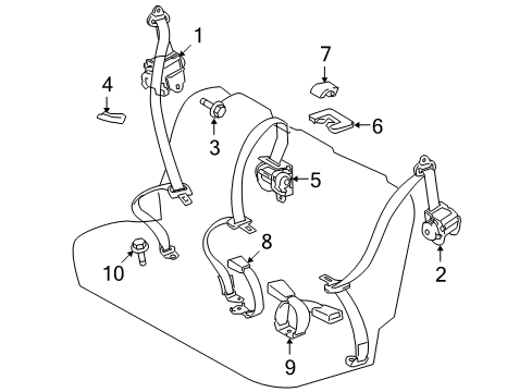 2013 Scion xB Rear Seat Belts Diagram