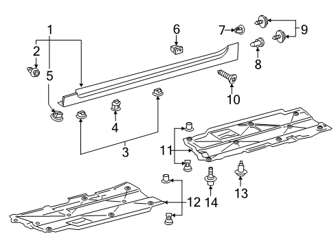 2017 Toyota Prius Prime Exterior Trim - Pillars Diagram