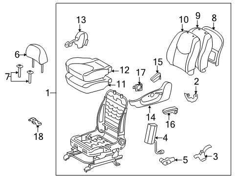 2008 Toyota RAV4 Front Seat Components Diagram 2 - Thumbnail