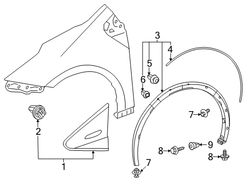 2024 Toyota Prius Prime Exterior Trim - Fender Diagram