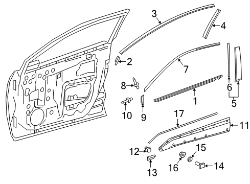 2020 Toyota C-HR Exterior Trim - Front Door Diagram