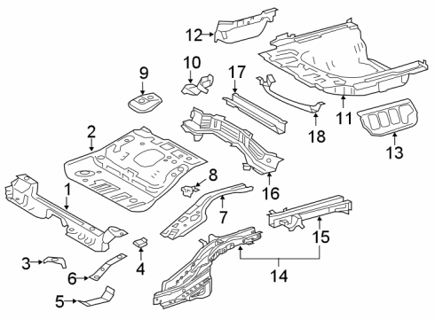 2022 Toyota Avalon Pan Sub-Assembly, Rear Floor Diagram for 58301-06911