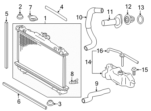 2016 Toyota Camry Radiator Assembly Diagram for 16400-0V110