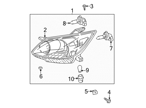 2005 Toyota Matrix Headlamp Components Diagram