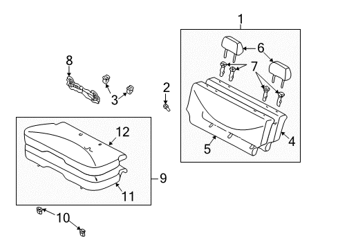 2002 Toyota Prius Rear Seat Components Diagram
