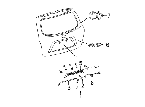 2012 Toyota Highlander Exterior Trim - Lift Gate Diagram
