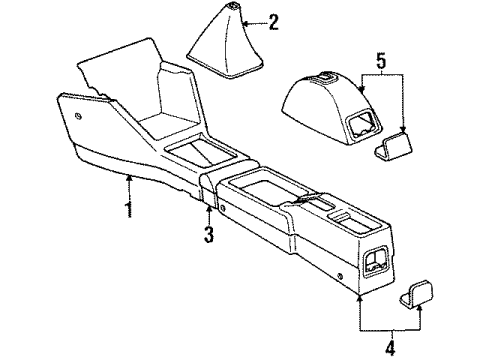 1988 Toyota Tercel Console Assembly, Front Diagram for 58811-16080-01