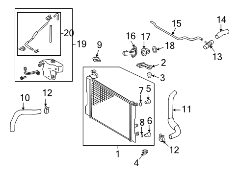 2012 Toyota Matrix Radiator Assembly Diagram for 16410-0H261