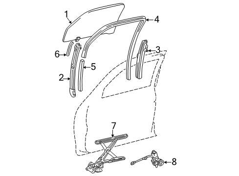 2003 Toyota Sequoia Glass - Front Door Diagram
