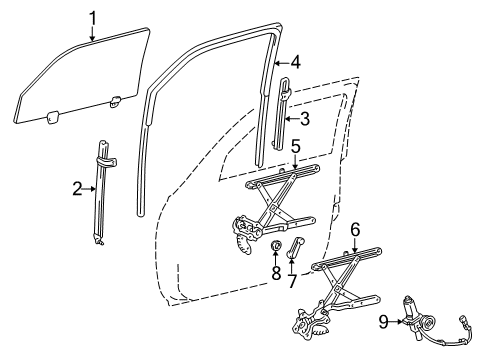 1999 Toyota 4Runner Glass - Front Door Diagram
