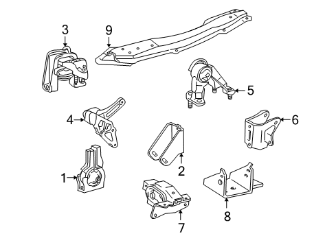 2002 Toyota Celica Engine & Trans Mounting Diagram