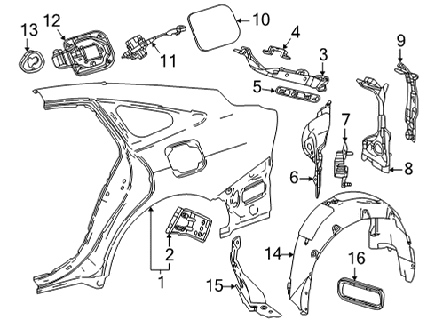 2025 Toyota Mirai Quarter Panel & Components Diagram