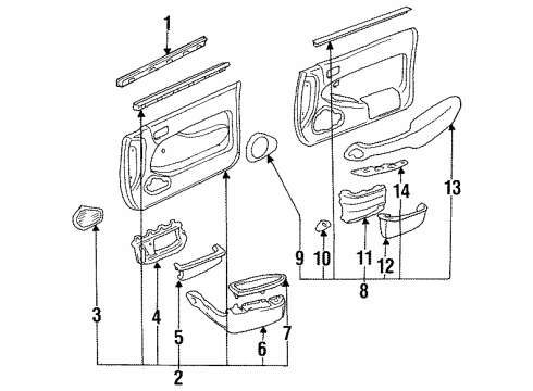 1993 Toyota Camry Interior Trim - Front Door Diagram