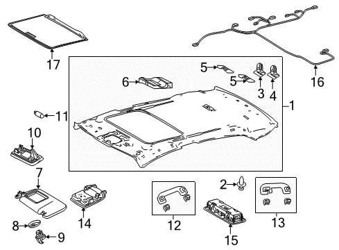 2018 Toyota Camry Dome Lamp, Gray Diagram for 81360-33070-B0