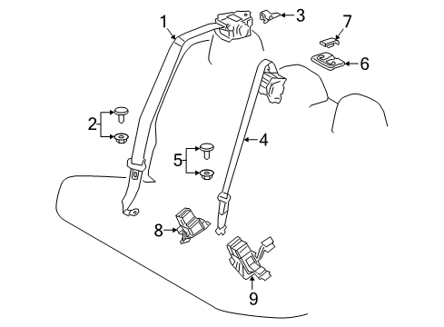 2021 Toyota C-HR Rear Seat Belts Diagram