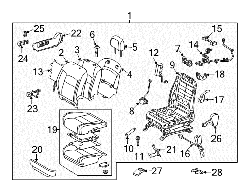 2021 Toyota Land Cruiser Passenger Seat Components Diagram