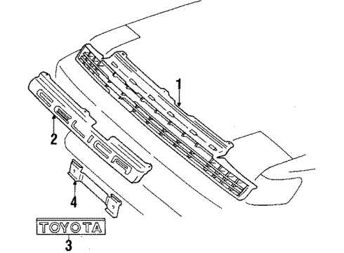 1988 Toyota Celica Grille & Components Diagram
