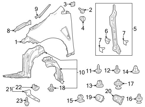 2025 Toyota GR Corolla Fender & Components Diagram