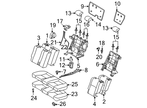 2006 Scion tC Rear Seat Components Diagram