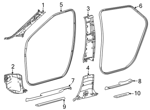 2017 Toyota Mirai Interior Trim - Pillars Diagram