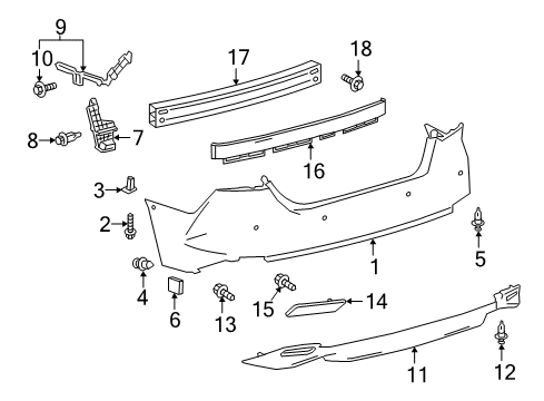 2018 Toyota Camry Bumper & Components - Rear Diagram 2 - Thumbnail