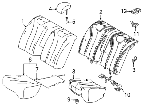 2020 Toyota Mirai Rear Seat Components Diagram