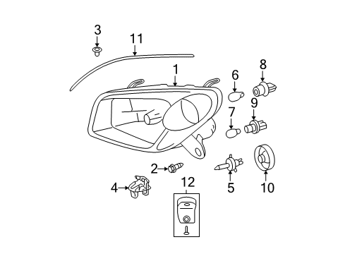 2005 Toyota RAV4 Headlamp Components Diagram