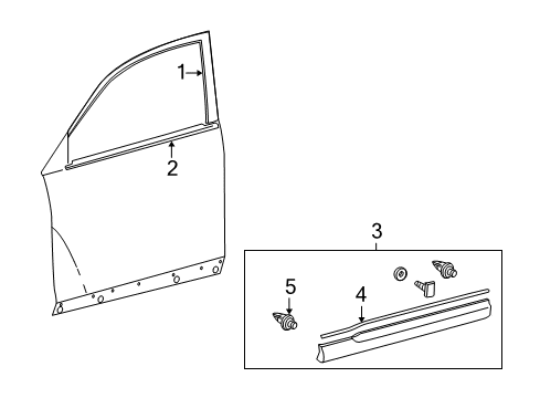 2012 Toyota Highlander Exterior Trim - Front Door Diagram