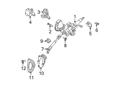 2009 Toyota Highlander Steering Column Assembly Diagram