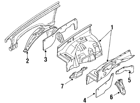 1993 Toyota 4Runner Apron Panel, Driver Side Diagram for 53702-89290