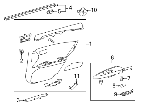 2016 Toyota Avalon Interior Trim - Rear Door Diagram