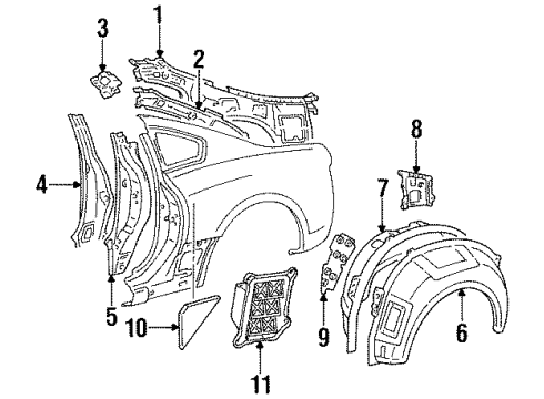 1993 Toyota Supra Inner Structure - Quarter Panel Diagram