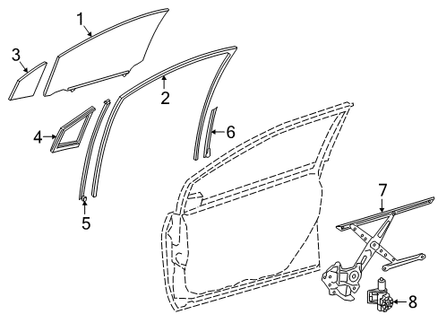2017 Toyota Prius Prime Glass - Front Door Diagram