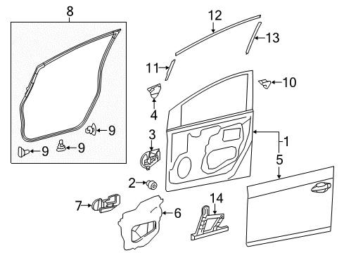 2012 Toyota Prius Plug-In Door & Components Diagram