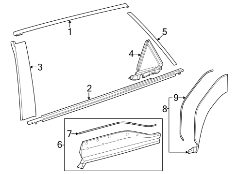 2025 Toyota bZ4X Exterior Trim - Rear Door Diagram